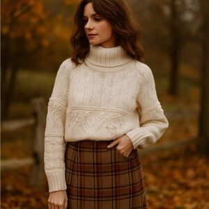 Vintage White chunky cozy Cotton Knit Sweater